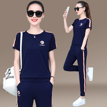  BBQ sports and leisure suit womens 2020 summer fashion short-sleeved slim temperament running suit popular two-piece suit