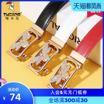 Woodpecker belt womens simple trendy pants belt new automatic buckle fine belt fashion trend womens belt