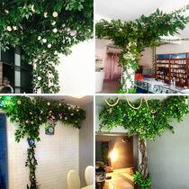 Simulation cherry blossom fake leaves branch tree vine Living room Indoor green plant vine Rattan ceiling plant wall decoration landscaping