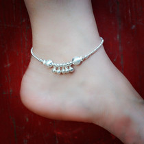 925 Sterling silver Anklet Kissing fish Pisces Bell Anklet Silver beads will ring Doudou Tanabata gift female