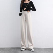 White Corduroy wide leg pants women spring and summer 2021 New loose high waist drape straight tube wide leg pants tide