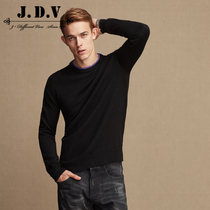 Clearance JDV mens spring low collar black sweater fashion contrast round neck pullover sweater black sweater men