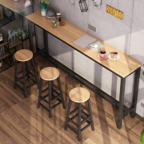  Against the wall Bar table high-legged table Balcony dining table Long high table Milk tea shop table Household simple modern computer table