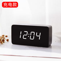 Memory time alarm clock Creative mute student bedside luminous modern electronic clock Fashion wooden clock Pedestal clock Rechargeable