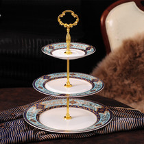 Creative English European afternoon tea dessert shelf three-story luxury fruit plate fruit bowl living room dessert table cake stand