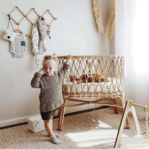 ins Roma baby rattan bed method natural retro wind pure hand tasteless rattan childrens bed baby bed cradle