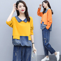 Fat mm Conspicuic Covered Meat Suit Big Code Women Dress Trendy Cover Tummy Minus Wear two sets 2022 spring new