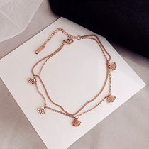 Copper coin Bell anklet plating 18K rose gold fashion anklet female color gold titanium steel Korean jewelry