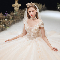 The main wedding dress 2021 new temperament bride forest department super fairy tail simple thin starry sky dream little man