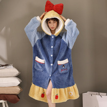 Sleepwear Womens Winter Thickened Garnter Warm Outside to wear foreign air Winter Winter High School Dormitory Ins wind
