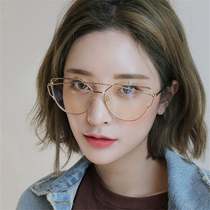  Net celebrity glasses frame polygonal gold silk edge frame female Korean version of the tide little red book glasses street shot decorative photo glasses