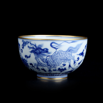 Jingdezhen blue and white porcelain hand-painted master cup tea special single cup high-end ladies retro large tea cup tea cup