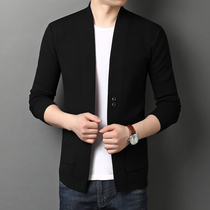 Autumn mens cardigan jacket Korean trend casual sweater long sleeve sweater slim body short sweater