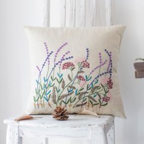 Native European handmade self-embroidered DIY fabric home cotton and linen pillow lavender embroidery material bag made by yourself