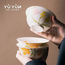 Yuyun flower good Moon round bowl household Japanese tableware single eating bowl rice bowl ceramic bowl 5 inch small Bowl creative