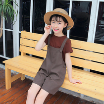 Girls  bib suit Korean version of the big childrens summer clothes 2021 new fashionable two-piece fashion super-western style trendy clothes