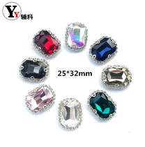 Silver Grab Diamond 25 * 32mm Rectangular Lace Diamond Gem Clothes Bag Decoration DIY Accessories