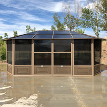 Outdoor courtyard garden sunshade canopy iron pavilion villa aluminum alloy mobile four-corner pavilion aluminum pavilion Pavilion