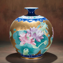 Real gold ceramic vase Xiao Jianhui Hand-painted Porcelain Bottle Living-room Living Room Living-room Living Room Light Lavish Style Decorative Pendulum