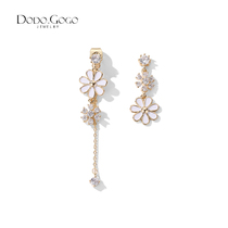 Little daisy flower earrings female long tassel earrings 2021 New Tide asymmetric exquisite summer earrings