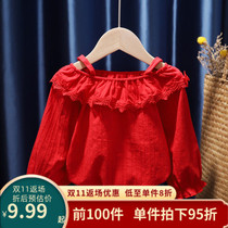 Girls Tops 2022 Spring and Autumn Childrens T-Shirts Slings Lace Flowers Embroidered Baby Dresses Princess Dresses Trendy