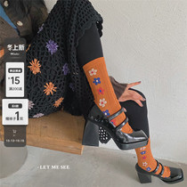 LET ME SEE cute Japanese little flowers autumn and winter socks childrens socks ins tide design stockings winter