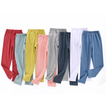 Childrens leggings cotton spring and autumn thin boys autumn pants girls stretch pants solid color loose