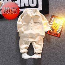 Male 02 childrens autumn suit new Korean shirt tooling two-piece set childrens leisure