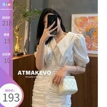 (Lv Xiaobu) Golden Ball Box Bag 2021 New Lingge Chain Cross Bag Mini Small Square Bag Leather Womens Bag