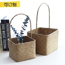 (Mountain tree) portable natural sea grass woven storage basket multi-function home debris finishing basket hanging wall storage basket