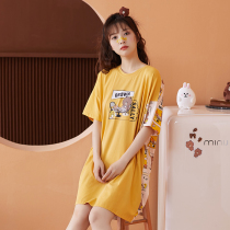 (Brown Bear joint name) Fenten Summer Nightdress Fairy Wind Cotton Short Sleeve Size Cute Home Clothes Short Skirt