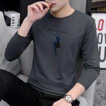 2022 new fall mens long sleeves T-shirt pure cotton spring and autumn clothes Dad thin autumn clothes with clothes on the bottom