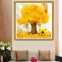 Cross stitch 2021 new line embroidered gold rocking money tree living room minimalist modern bedroom dining room with small simple embroidery