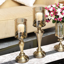 Neoclassical European American model room furniture Table decoration Romantic candlelight dinner Living room Bronze candlestick