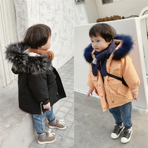 2019 New Baby down jacket boys long down jacket childrens hooded winter Korean hair collar removable
