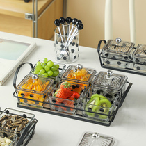 Nordic wave point glass fruit plate home living room coffee table candy snacks display plate simple iron fruit plate