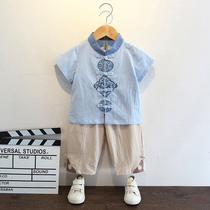 Hanfu boy Summer slim fit Short sleeves Child summer clothing Dress Male baby China Wind Guodie Childrens Chinatown