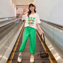 Girl Summer Dress Trendy Children Suit Short Sleeve Big Boy Nets Red 2022 New Ocean Gas Girl Clothes Summer Two Sets