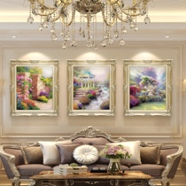 European decorative painting living room background wall mural atmosphere high-grade triple combination hanging painting Thomas landscape oil painting
