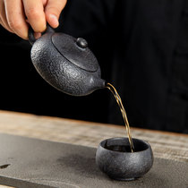 Stone day stone night Anhua moraine rock tea set Natural stone health teapot Pure handmade jade translucent flat Xishi pot