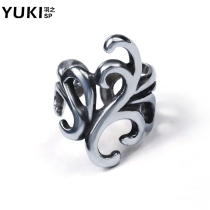 YUKI personality retro National style 925 silver jewelry silver ear clip tide men girls Tide people Tang grass ear clip ear buckle
