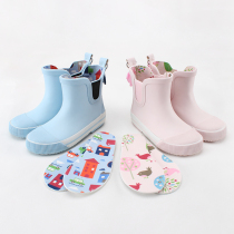 Childrens rain shoes Blue pink water shoes Large children elastic rain boots Men and women children non-slip student galoshes Childrens rubber shoes