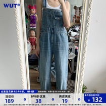 (WUT Official Store) Basic Pocket Bibs Retro Washed Mens and Womens Hip-Hop High Street Basics All-match