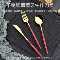 ins Nordic Home Stainless Steel Knife Fork Spoon Three Sets High-end European Steak Knife Fork Suit Western Dining Cutlery