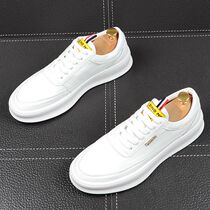 Small White Shoes Mens Trends 100 Hitch 2022 New Summer Han Edition Mens Casual Shoes Genuine Leather Thick Bottom White Board Shoes Men