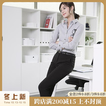 OFFIY-gray padded cotton senior professional dress Oxford long-sleeved shirt