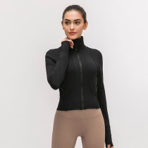 lulu yoga suit new long sleeve yoga coat female stand collar zipper cardigan running fitness sports jacket