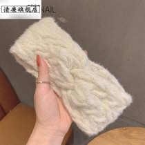 Korea Autumn Winter Handmade Knitted Wool hair with female mesh Red washed face Hair Stirrup with sweet and simple and broad side headwear damp