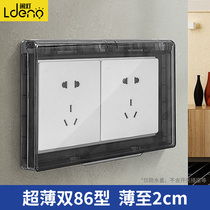 Ultra thin double 86 Type 2 socket waterproof case protection cover bath Switch Waterproof Hood Bathroom toilet Paste style