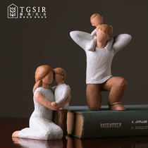 Creative mom and dad and baby figure sculpture ornaments bedroom desktop decorations father Mothers Day gift